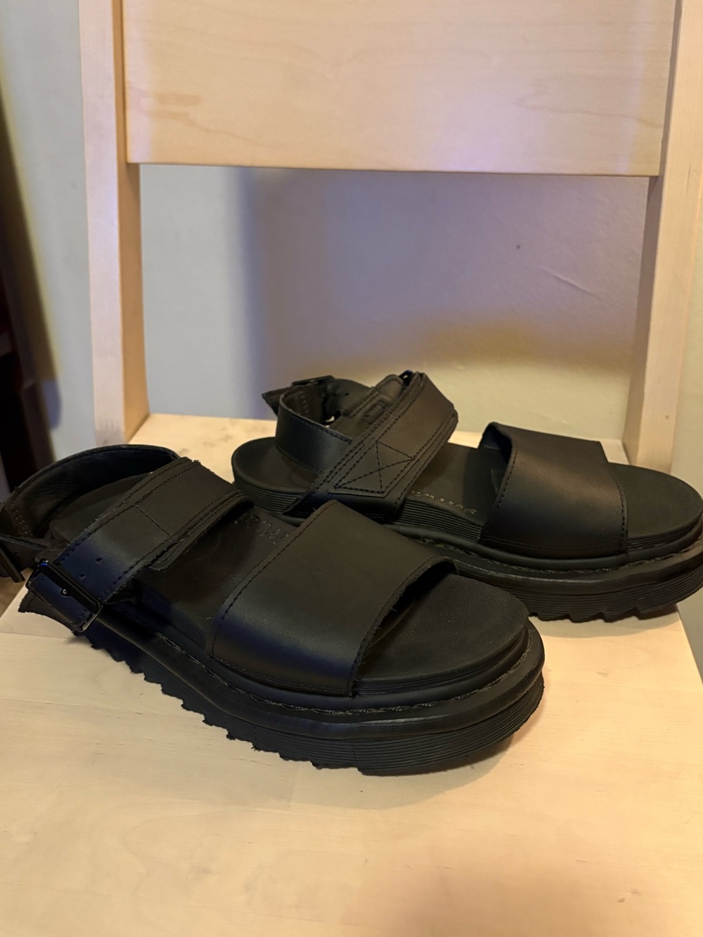 Dr. Martens Black Leather Voss Sandal